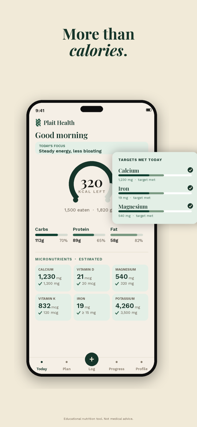 More than calories, micronutrients tracked against your targets
